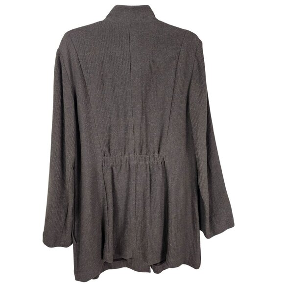VTG J. Jill Hemp/Silk Blend Button-Front Jacket L Brown Pockets Textured Relaxed - Picture 2 of 11